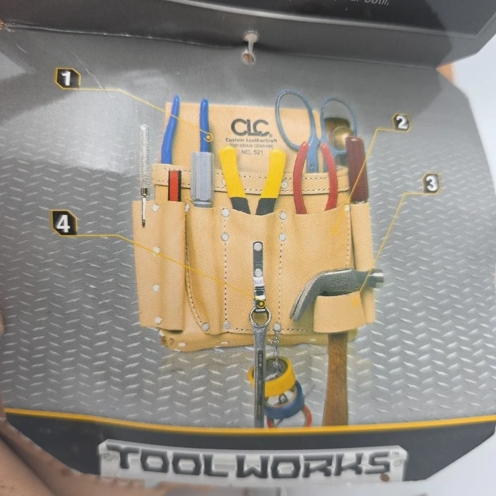 Clc Work Gear 521 Tool Pouch, Tool Pouch, Tan, Leather, 8 Pockets